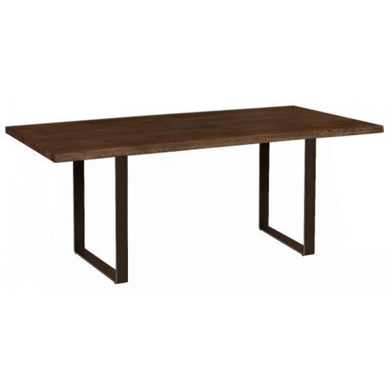 Kaprun 2m Charcoaled Solid Oak Dining Table - U Legs